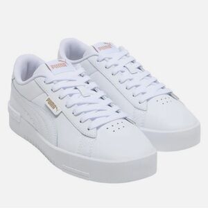 PUMA "Court Sneaker" Women's Retro Walking Tennis Shoe (PUMA White/Gold)